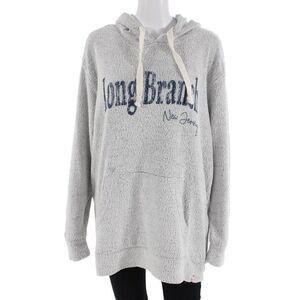 Designer Unisex Pullover Hoodie Gray Graphic Cotton-Poly Blend Size L